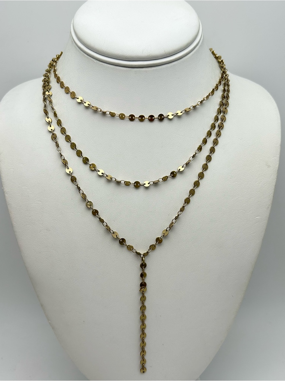 J. Crew Triple-Strand Gold Disc Necklace